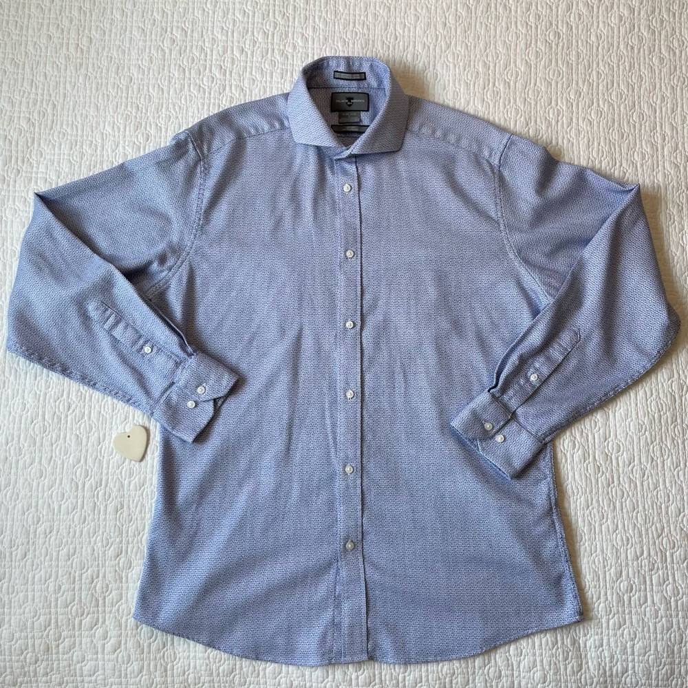 BLACK BROWN 1826 Men's Slim Fit Dress Shirt, Blue, size Large 16-16.5 34/35